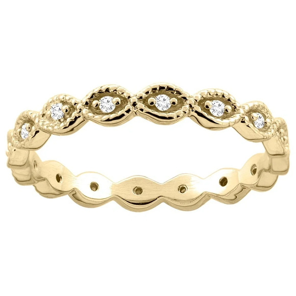 14K Yellow Gold Oval Eternity Diamond Wedding Band